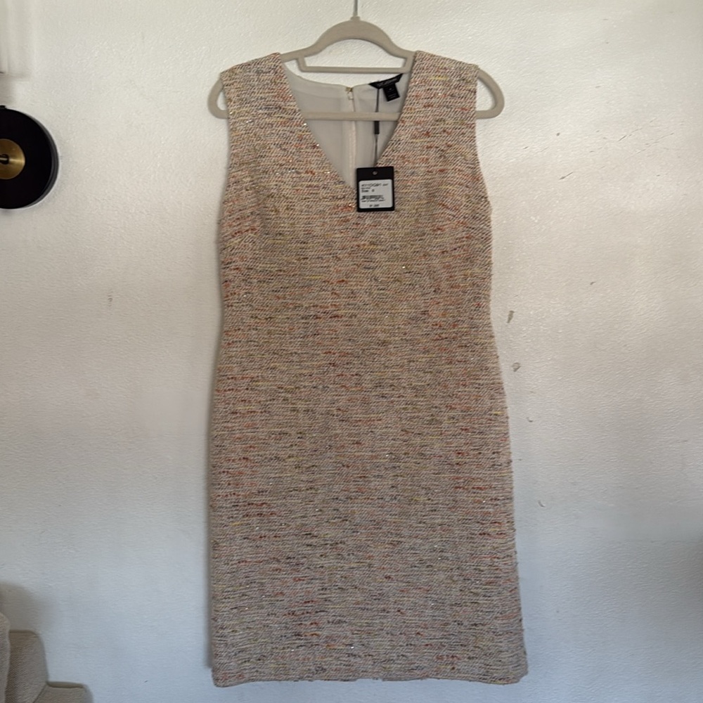 St.‎ John Eyelash Tweed V-neck Wool-blend Sheath Dress Work Career - Picture 3 of 11